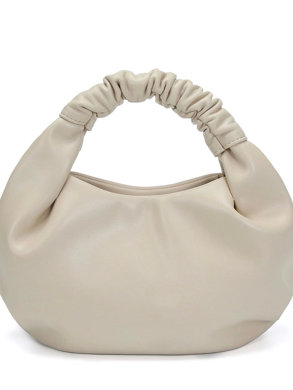 Cream Ruched Handle Shoulder Bag